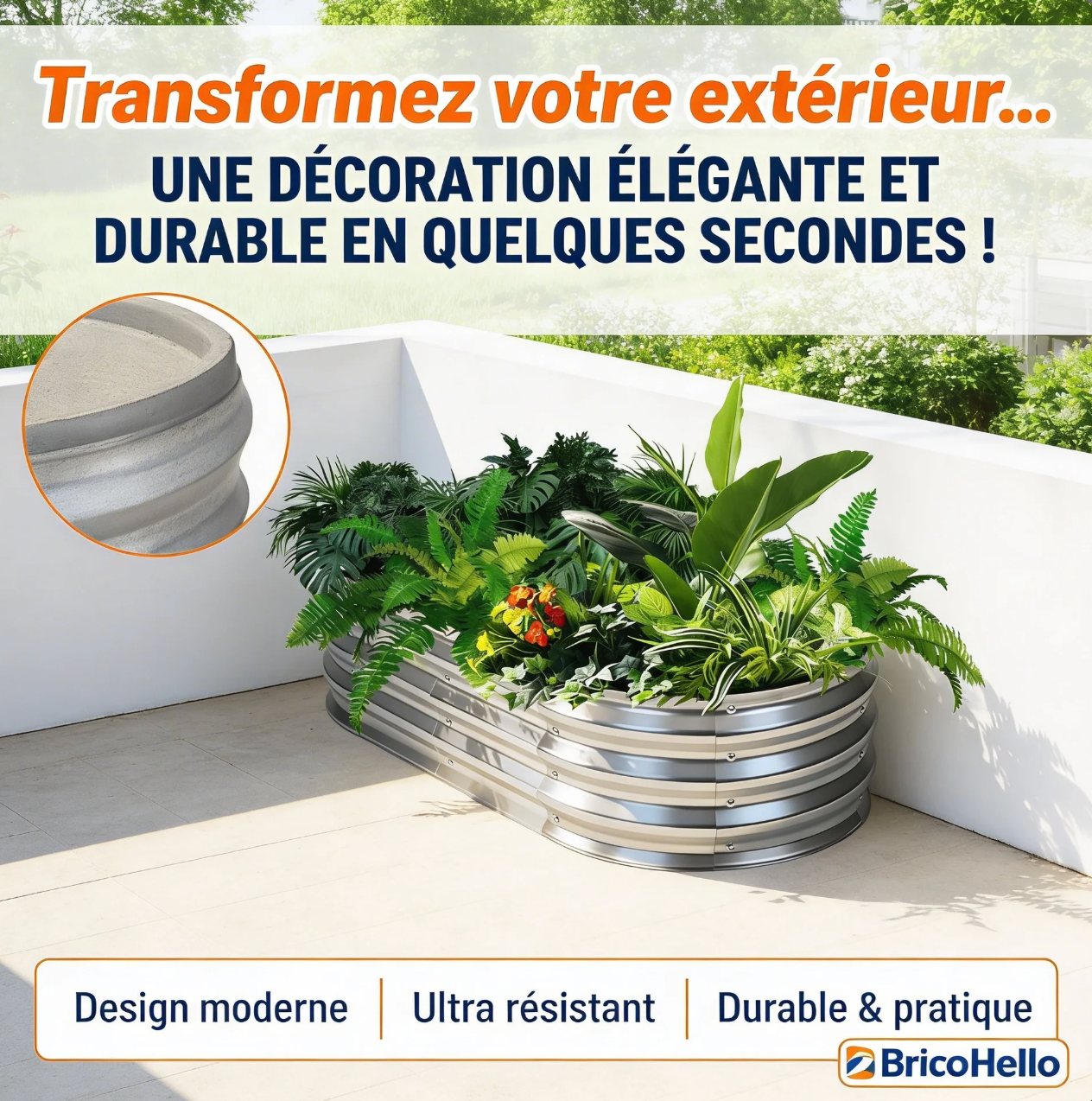 Bac à fleurs ultra-résistant