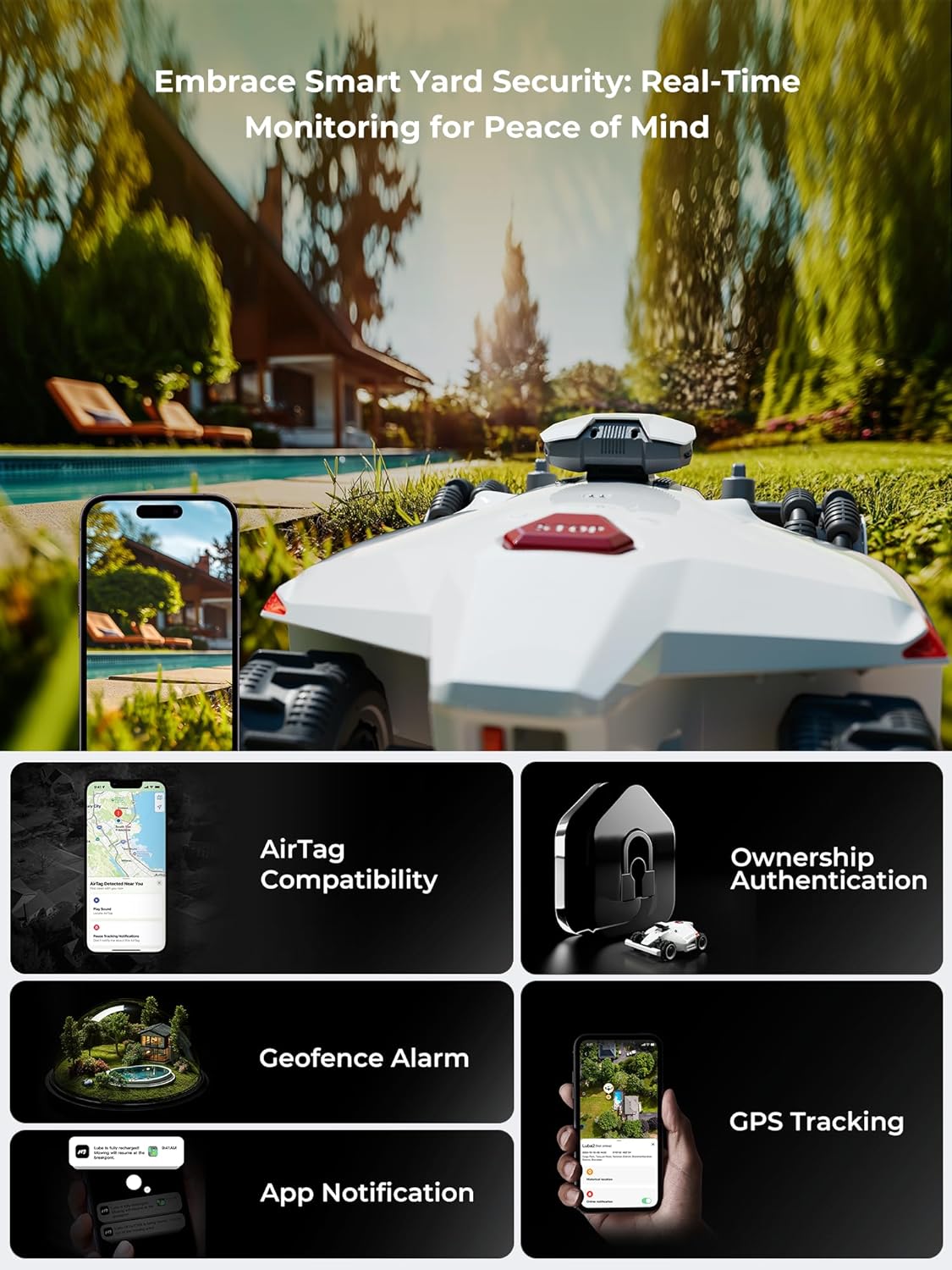 LUBA 2 AWD 5000H Robot Lawn Mower, Perimeter Wire Free Vision Robotic Lawnmower for 1.25 Acres Lawn, Cut Height 2.2"-4.0", 80% Slope, APP Control Compatible with Alexa, All-Wheel Drive, Anti-Theft
