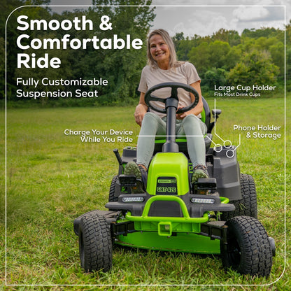 60V 42" Cordless Battery CrossoverT Riding Lawn Mower (Renewed)